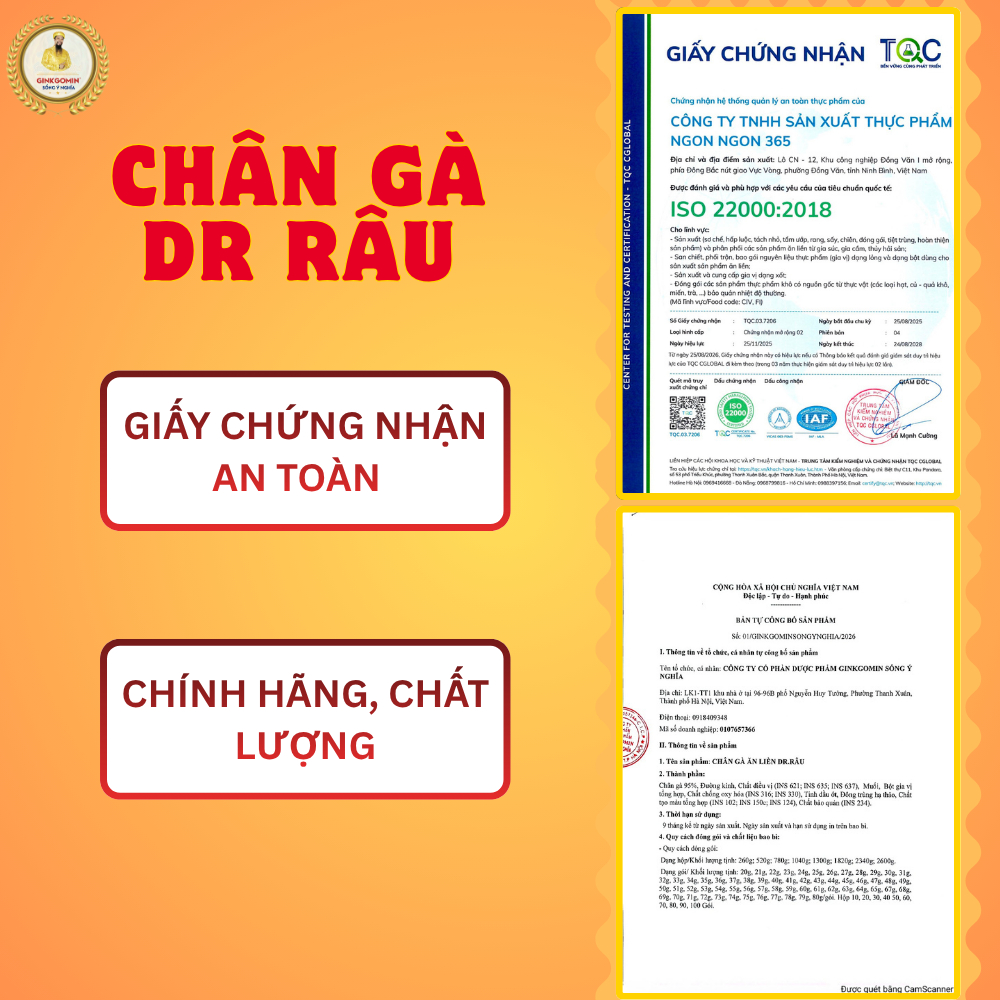 Chân Gà Ăn Liền DR.RÂU Kết Hợp Đông Trùng Hạ Thảo Dai Giòn Cay Thơm Ăn Vặt Đóng Gói Sẵn G85 G86