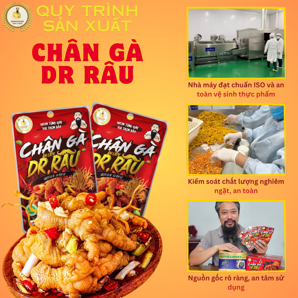 Chân Gà Ăn Liền DR.RÂU Kết Hợp Đông Trùng Hạ Thảo Dai Giòn Cay Thơm Ăn Vặt Đóng Gói Sẵn G85 G86