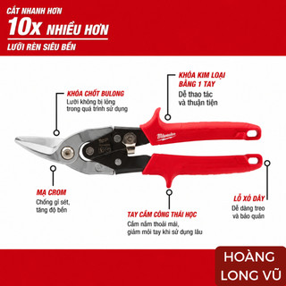 Kìm Cắt Kim Loại Chính Hãng MILWAUKEE 48-22-4510 - Kéo Cắt Tôn, Lực Cắt Gấp 10 Lần - Chính Hãng