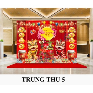 Phông nền tranh vải dán tường Tết Đoàn Viên, Backdrop trang trí Trung Thu,lớp học Tranh Canvas khổ lớn 4 mét TT1- BIATON