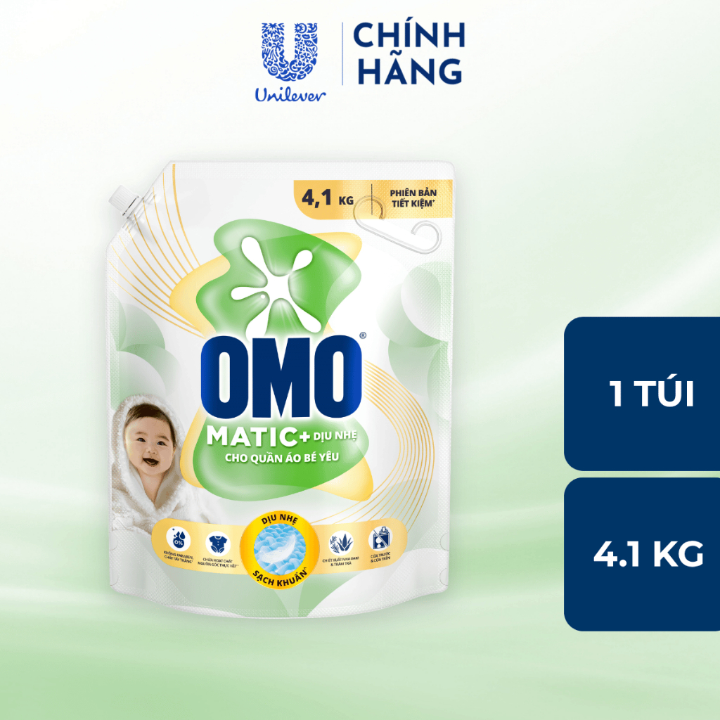 Nước Giặt OMO Matic Cho Quần Áo Bé Yêu 4,1kg/túi