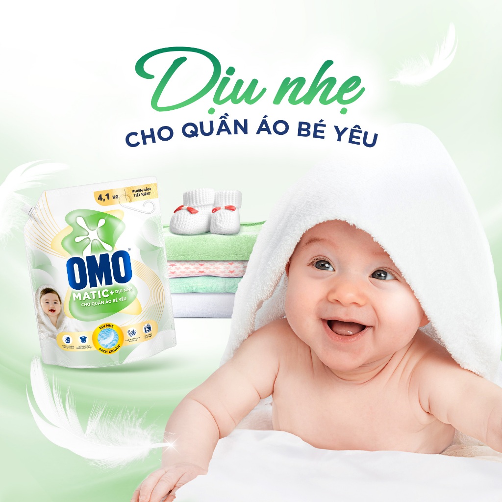 Nước Giặt OMO Matic Cho Quần Áo Bé Yêu 4,1kg/túi