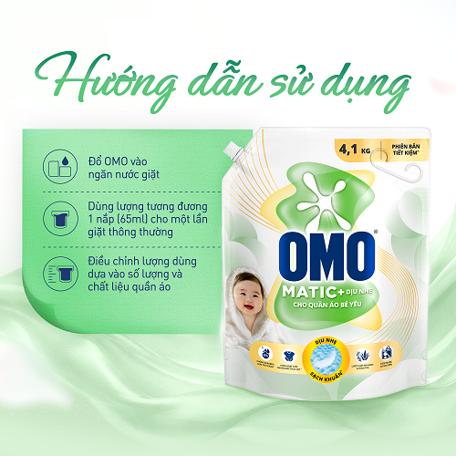 Nước Giặt OMO Matic Cho Quần Áo Bé Yêu 4,1kg/túi