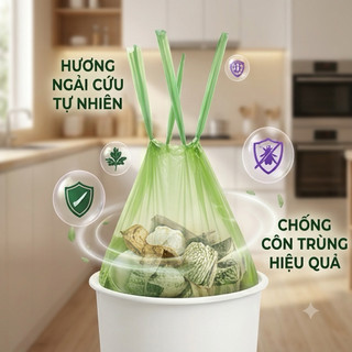 Túi Rác Có Dây Rút 45x40cm 50 Túi/Cuộn - Túi Đựng Rác PE Dày Dai Chịu Lực Chống Rò Nước Thùng Rác Gia Đình Văn Phòng
