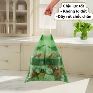 Túi Rác Có Dây Rút 45x40cm 50 Túi/Cuộn - Túi Đựng Rác PE Dày Dai Chịu Lực Chống Rò Nước Thùng Rác Gia Đình Văn Phòng