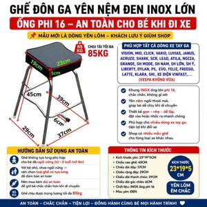 GHẾ ĐI XE MÁY KHÔNG TỰA DÀNH CHO XE GA , Ghế Đôn Ga Inox Yên Nệm