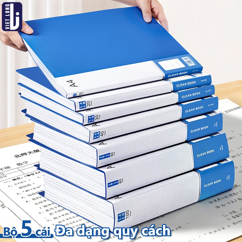 File Lá A4 Đựng Tài Liệu Học Sinh Lưu Trữ Tệp Văn Phòng Nhựa PP Dày Chống Nước Bụi Tiện Dụng 30/40/60 Lá