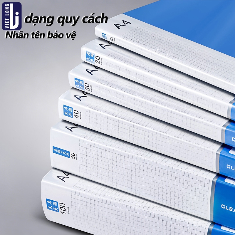 File Lá A4 Đựng Tài Liệu Học Sinh Lưu Trữ Tệp Văn Phòng Nhựa PP Dày Chống Nước Bụi Tiện Dụng 30/40/60 Lá