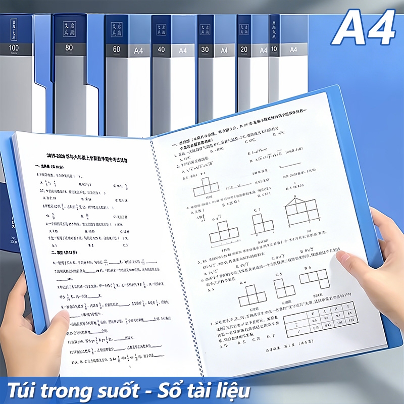 File Lá A4 Đựng Tài Liệu Học Sinh Lưu Trữ Tệp Văn Phòng Nhựa PP Dày Chống Nước Bụi Tiện Dụng 30/40/60 Lá