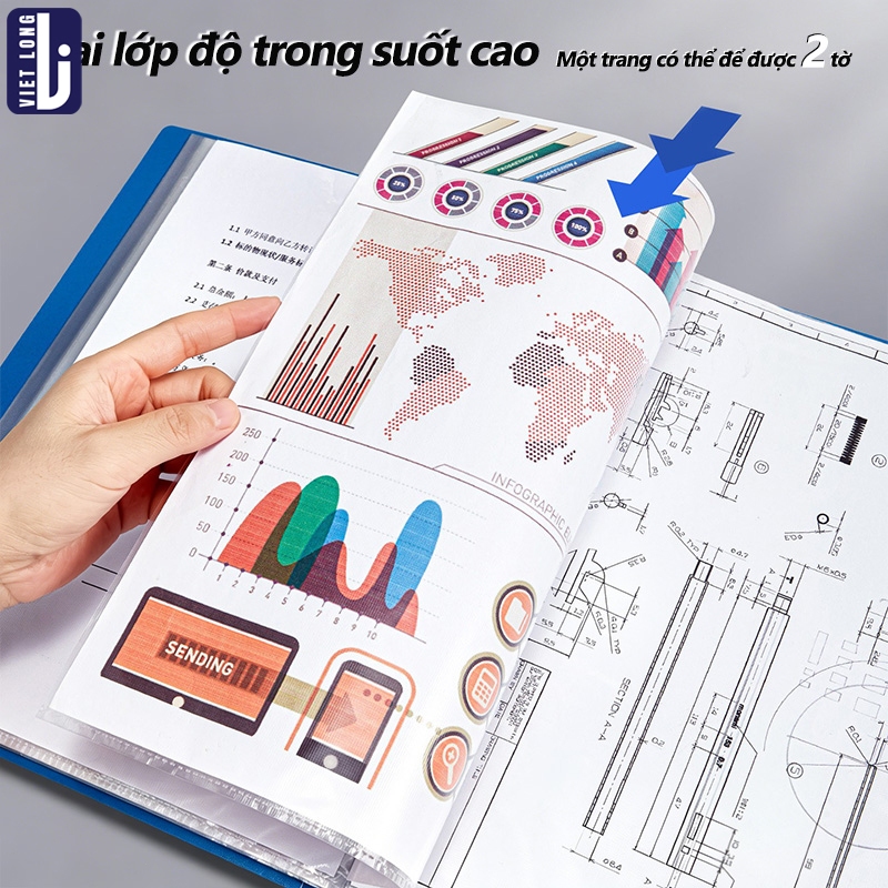 File Lá A4 Đựng Tài Liệu Học Sinh Lưu Trữ Tệp Văn Phòng Nhựa PP Dày Chống Nước Bụi Tiện Dụng 30/40/60 Lá