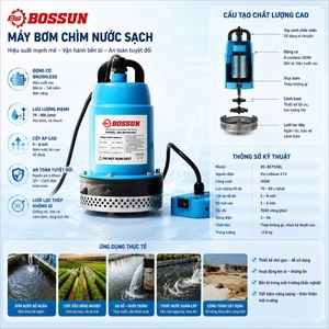 Máy bơm chìm Bossun BS-BCP03BL (100W - 80L/Phút) - Động cơ Brushless cốt thép không gỉ, đẩy cao 5-8m Máy bơm nước sạch