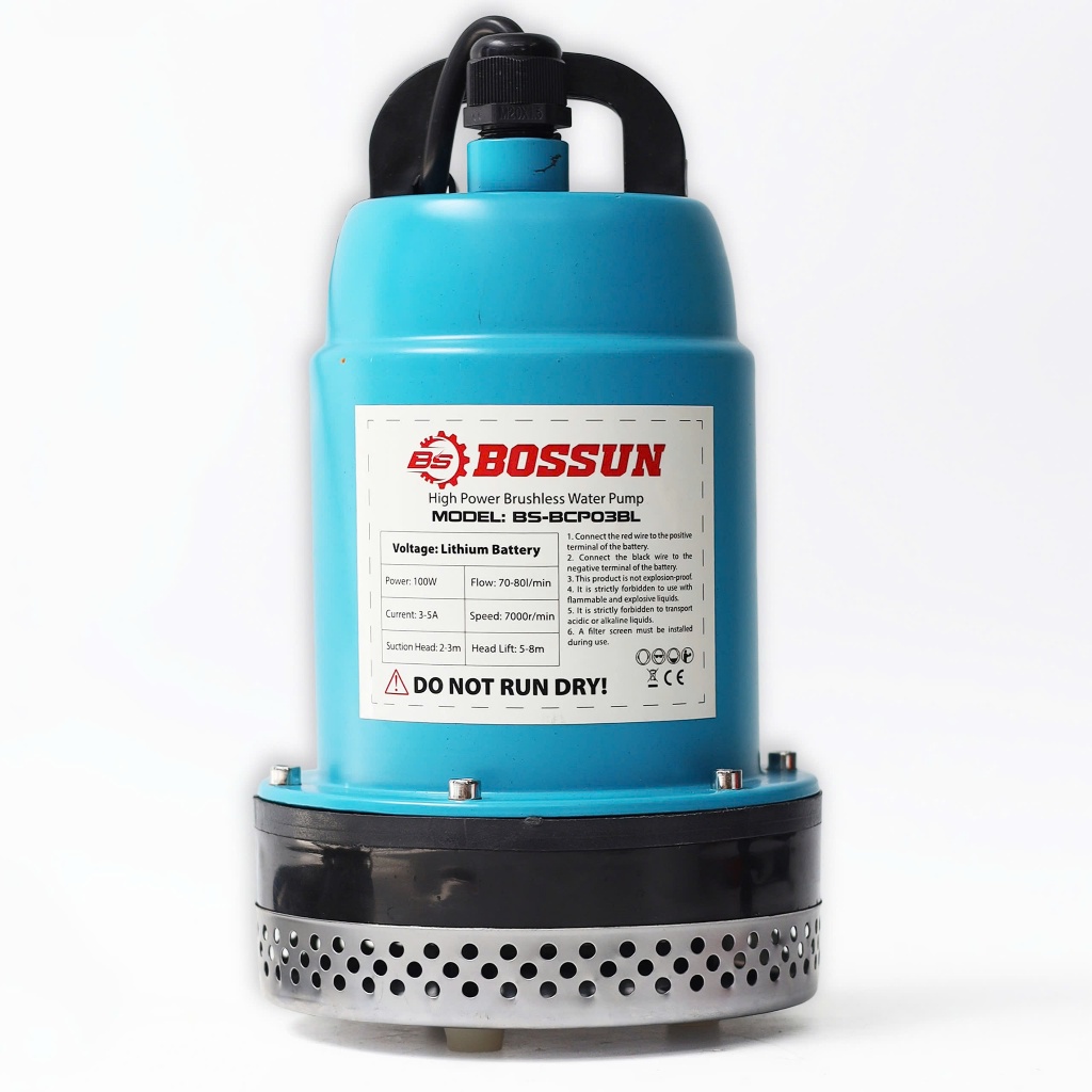 Máy bơm chìm nước sạch Bossun BS-BCP03BL - Máy bơm tõm chạy pin động cơ không chổi than 100W - 80L/Phút Tự cân bằng