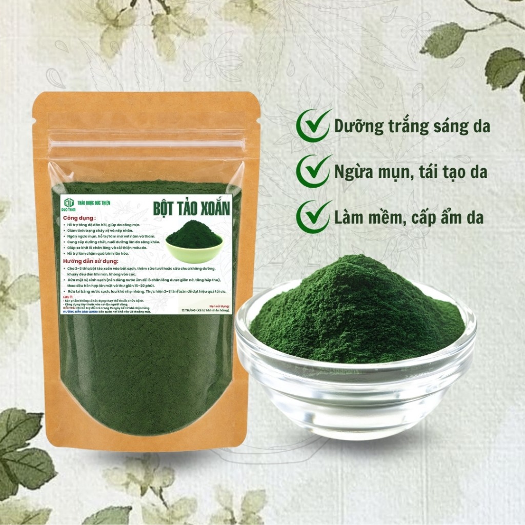 Mặt Nạ Bột Tảo Xoắn - Bột Tảo Xoắn Nhật Nguyên Chất Làm Đẹp Da, Chuyên Spa Đắp Mặt, Giữ Ẩm Làn Da