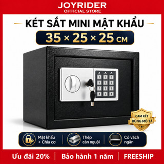 Két Sắt Mini Mật Khẩu 35x25x25cm Có Chìa Khóa Cơ Dự Phòng, Thép Cán Nguội, Có Vách Ngăn Đựng Tiền Giấy Tờ Trang Sức