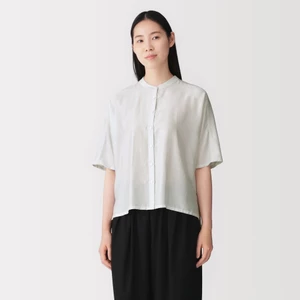 [26AW] MUJI Áo Blouse Nữ Vải Lyocell Pha Tay Lửng