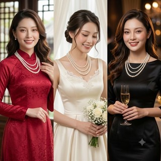 [ DAISYN ] N798  dây chuyền hạt ngọc trai nhân tạo hạt 3 sợi mang áo dài ,  chuỗi hạt ngọc trai nhân tạo sang trọng
