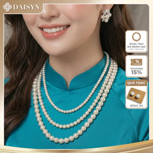 N798 dây chuyền hạt ngọc trai nhân tạo hạt 3 sợi mang áo dài , chuỗi hạt ngọc trai nhân tạo sang trọng