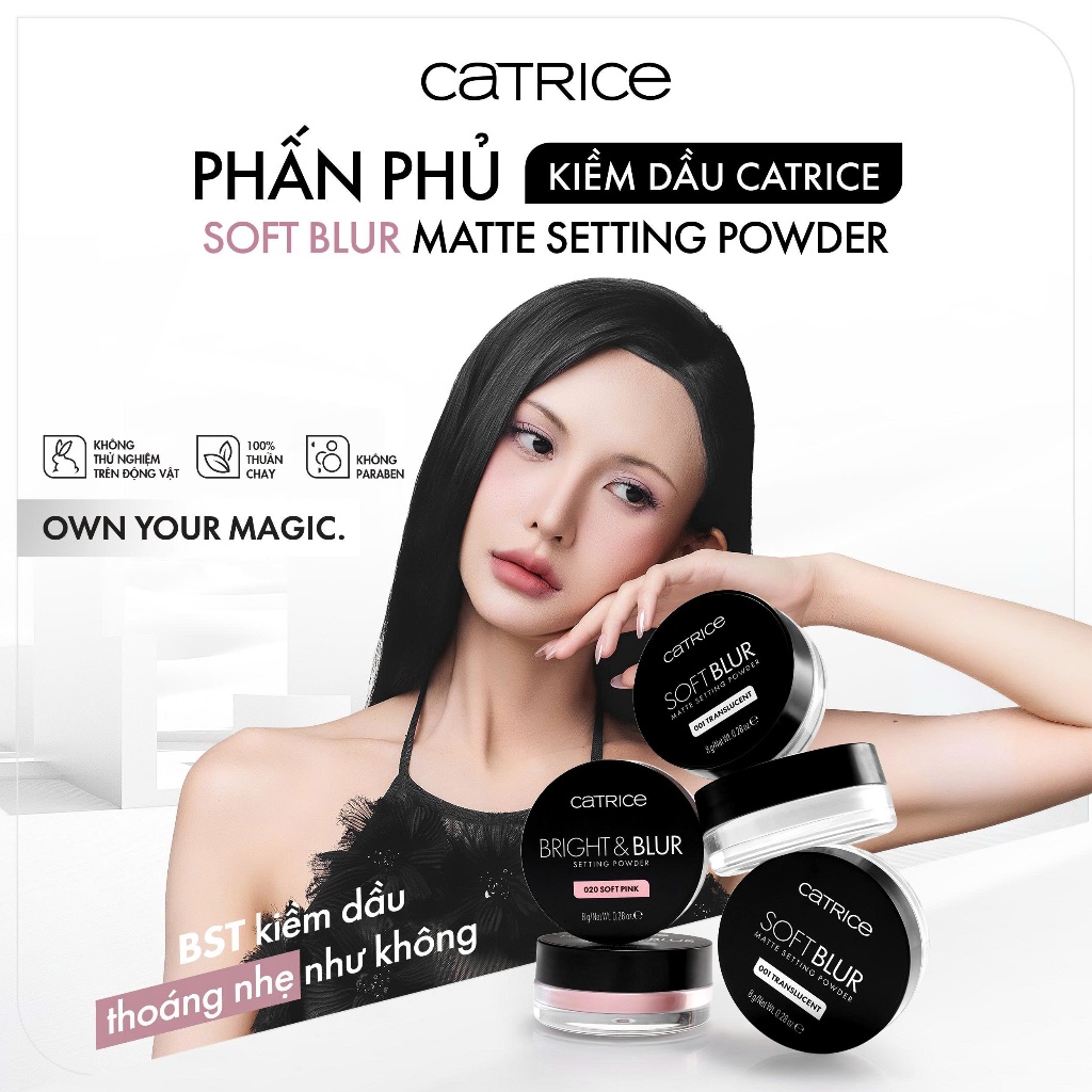 Phấn phủ mỏng nhẹ kiềm dầu Catrice Soft Blur Matte Setting Powder 8g