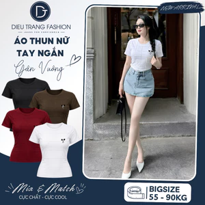 Áo Thun Nữ Tay Ngắn Thun Borip Dập Gân Vuông Tôn Dáng Big Size 55-90Kg AT9055 Diệu Trang Fashion