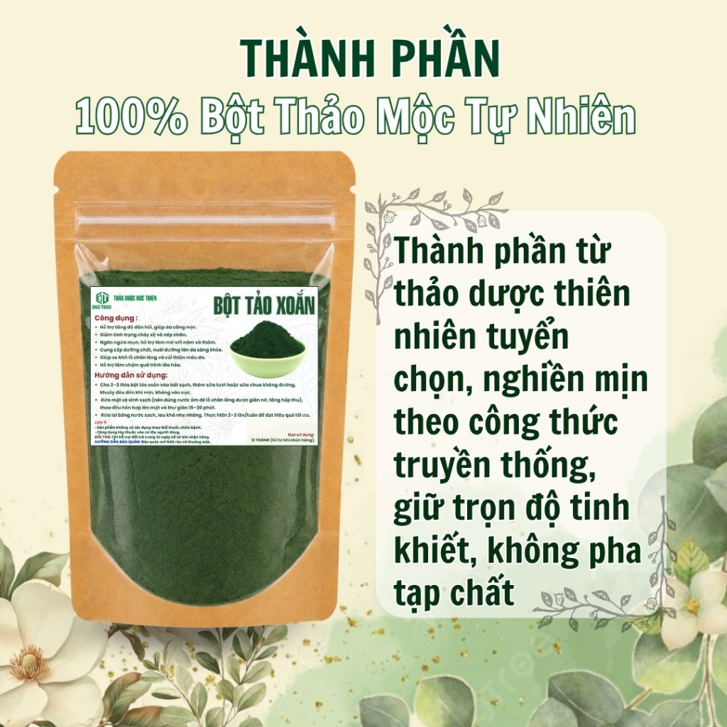 Mặt Nạ Bột Tảo Xoắn - Bột Tảo Xoắn Nhật Nguyên Chất Làm Đẹp Da, Chuyên Spa Đắp Mặt, Giữ Ẩm Làn Da
