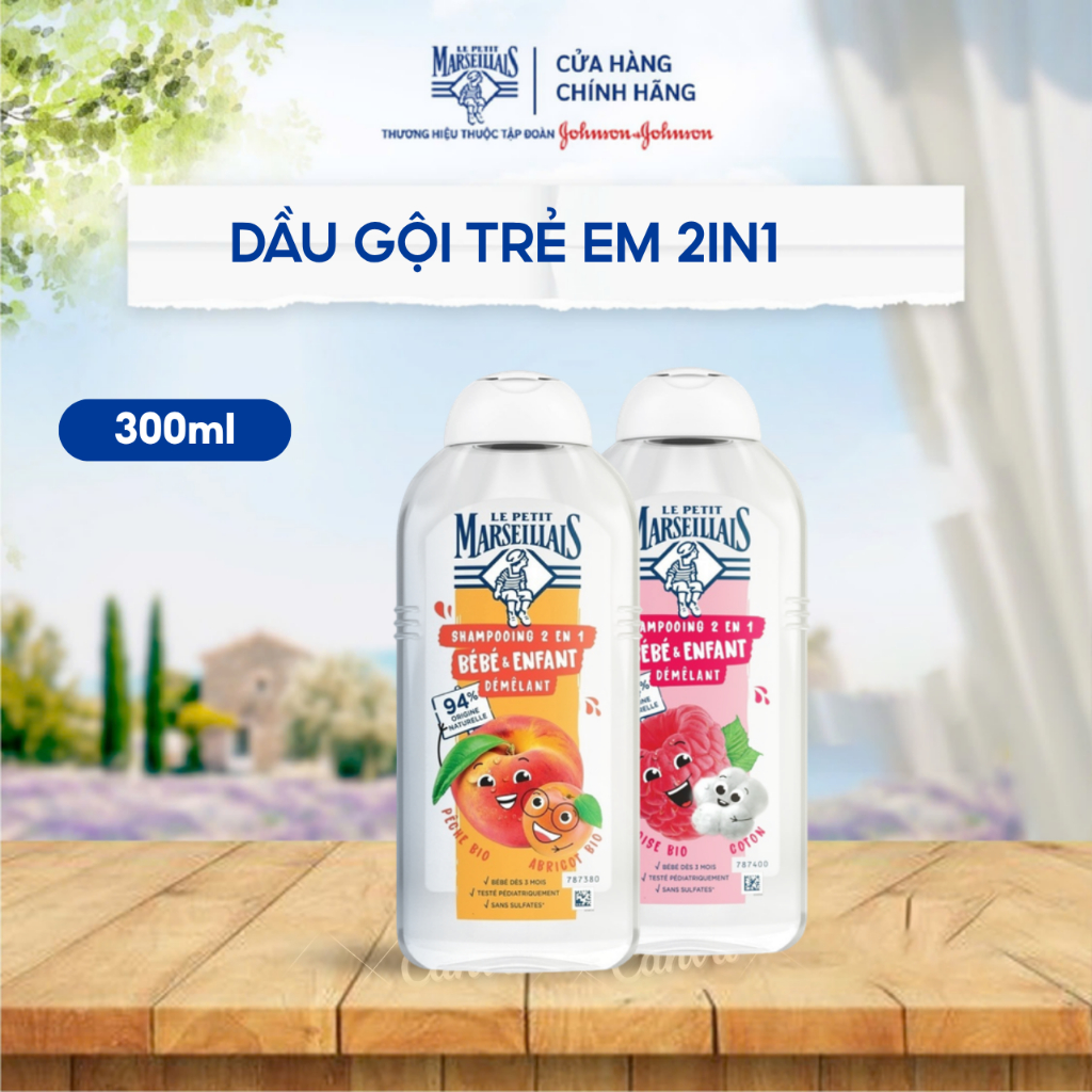 Dầu Gội Trẻ Em 2in1 94% Thiên Nhiên Le Petit Marseillais Giúp Gỡ Rối Tóc Nhiều Mùi Hương 300ml