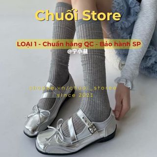 Giày bệt nữ da PU tổng hợp dệt vải đế cao su phối nơ dễ thương ôm chân vừa vặn
