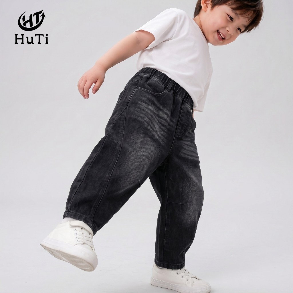 Quần Jeans Ống Bí Cho Bé HuTi Kids - Quần Bò Ống Phồng Dáng Bom Cực Chất Cho Bé Trai Bé Gái