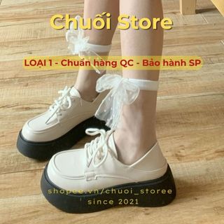 Giày oxford nữ da PU tổng hợp dệt vải đế cao su sang chảnh quý phái êm ái dễ thương