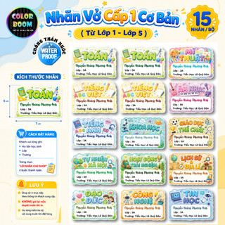 Nhãn Vở Môn Học In Thông Tin Riêng Cho Học Sinh Cấp 1 Cấp 2 Cấp 3 - PVC Chống Nước - ColorBoom