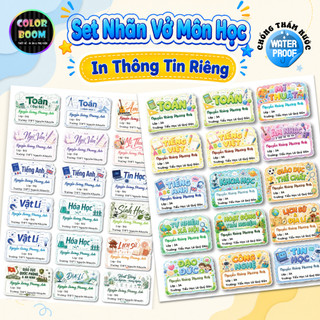Nhãn Vở Môn Học In Thông Tin Riêng Cho Học Sinh Cấp 1 Cấp 2 Cấp 3 - PVC Chống Nước - ColorBoom