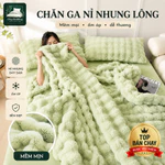 Bộ chăn ga nỉ lông hồ li, full màu, ấm áp, mịn màng CB2 set  4 món ga, chăn kèm 2 vỏ gối đầu dày dặn — ảnh 1