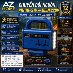 Đế Chuyển Nguồn Điện 21V Sang 220V Cắm Được Quạt – Chân Pin Phổ Thông M21 – Có Đèn LED – Sạc USB Type
