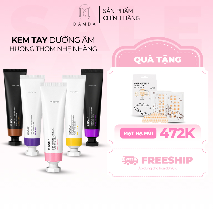 Kem dưỡng ẩm tay KUNDAL SHEA BUTTER & MACADAMIA PURE HAND CREAM WHITE MUSK 50ml | DAMDAVN