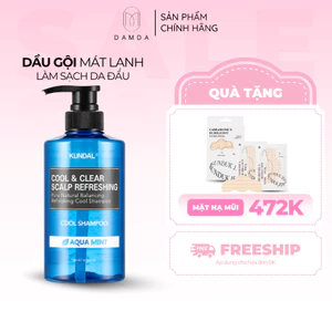 Dầu gội mát lạnh làm sạch da đầu KUNDAL COOL & CLEAR SCALP REFRESHING COOL SHAMPOO AQUA MINT 500ml | DAMDAVN