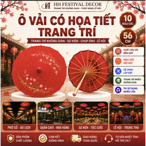 Ô Vải Có Họa Tiết Trang Trí 56cm, nhiều màu sắc Ô dù trang trí ngoài trời, trong nhà, Sự Kiện Lễ hội