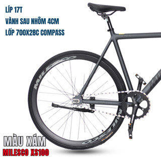 Xe Đạp MILESCO XS100 Fixed Gear Khung Nhôm Siêu Nhẹ Lốp CST 700x28C Ghi Đông Cong Chính Hãng