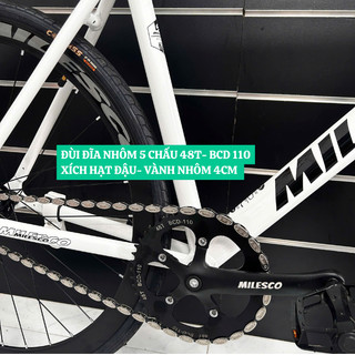 Xe Đạp MILESCO XS100 Fixed Gear Khung Nhôm Siêu Nhẹ Lốp CST 700x28C Ghi Đông Cong Chính Hãng