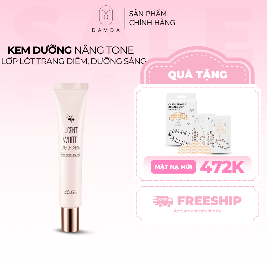 KEM DƯỠNG NÂNG TONE ĐA NĂNG 2 TRONG 1 - RIRE LUCENT WHITE TONE UP CREAM 40ml