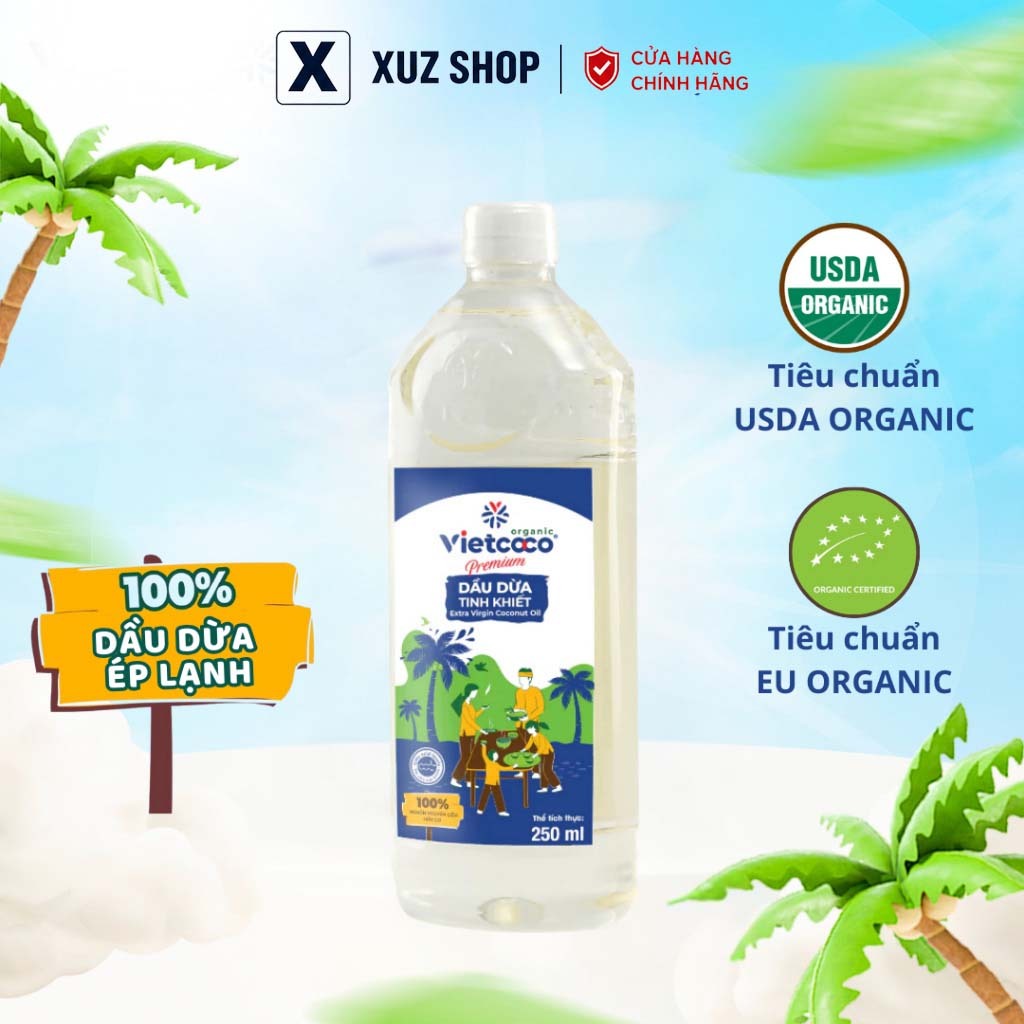 250ml✅DẦU DỪA HỮU CƠ ÉP LẠNH VIETCOCO Organic nấu ăn,dưỡng tóc, dưỡng mày,Hữu Cơ, Chăm Sóc Toàn Diện