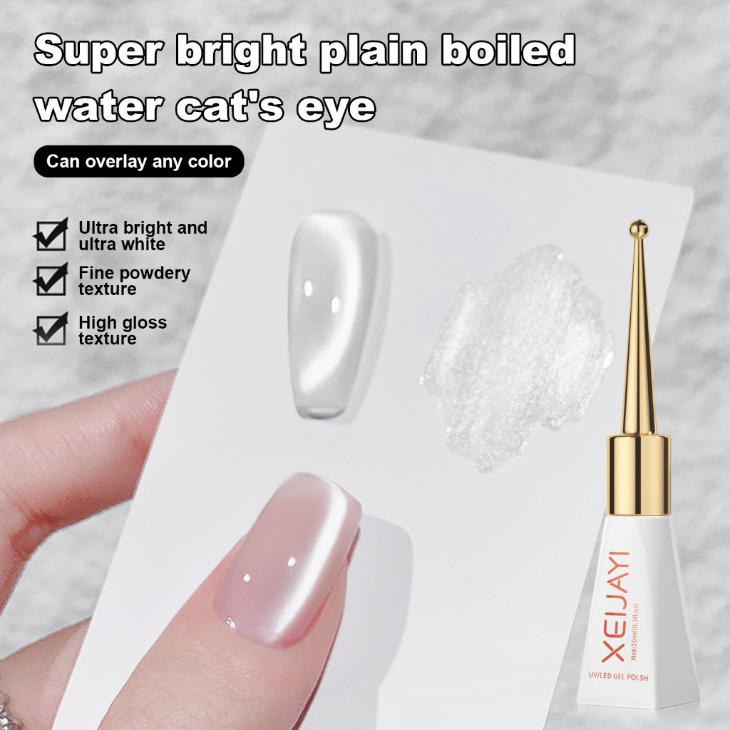 XEIJAYI 10ml - Sơn móng tay dạng gel mắt mèo trắng, độ bóng lâu trôi, thích hợp sử dụng hàng ngày.