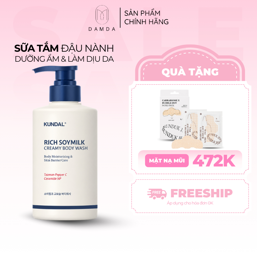 Sữa tắm dưỡng ẩm KUNDAL RICH SOYMILK CREAMY BODY WASH 500ml | DAMDAVN