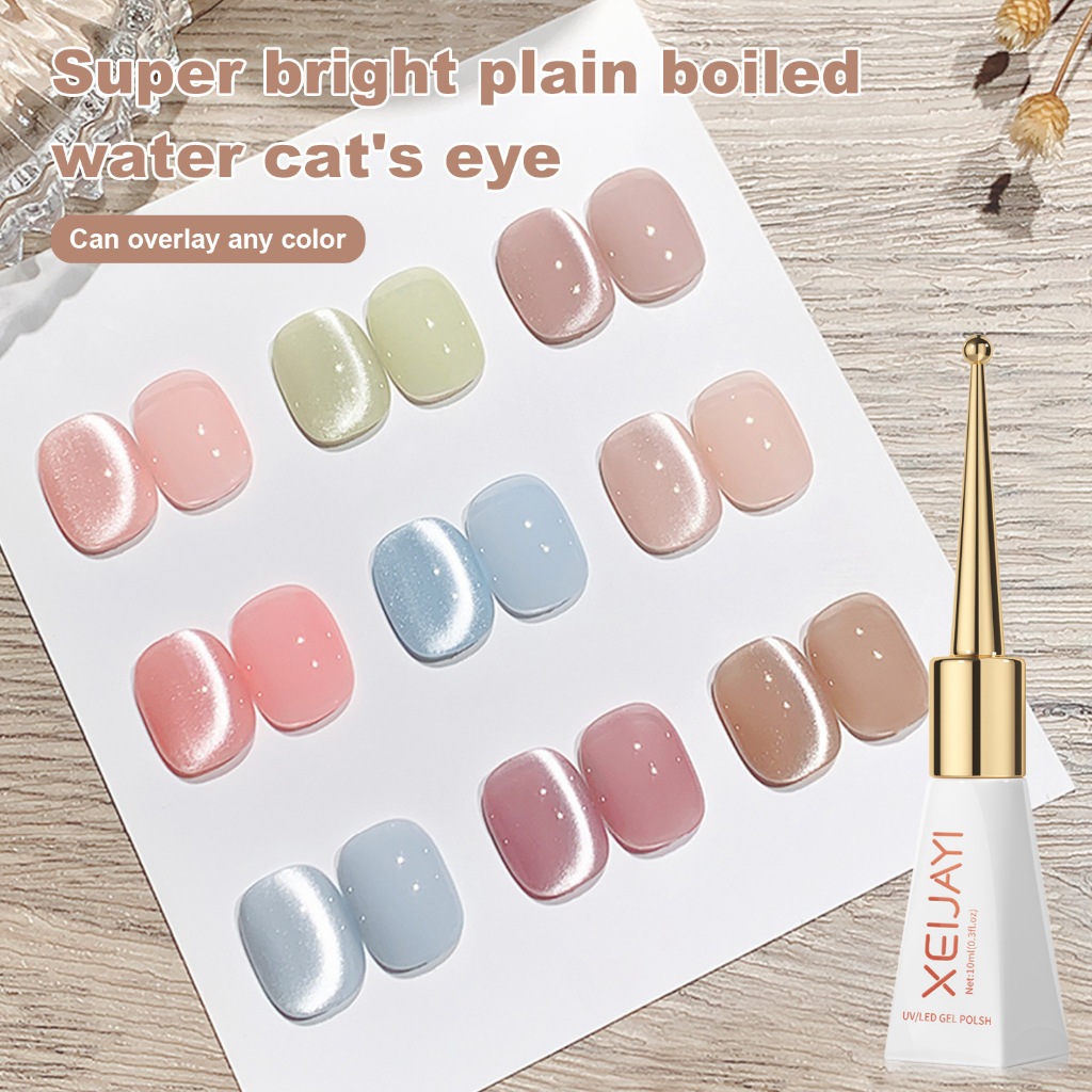 XEIJAYI 10ml - Sơn móng tay dạng gel mắt mèo trắng, độ bóng lâu trôi, thích hợp sử dụng hàng ngày.