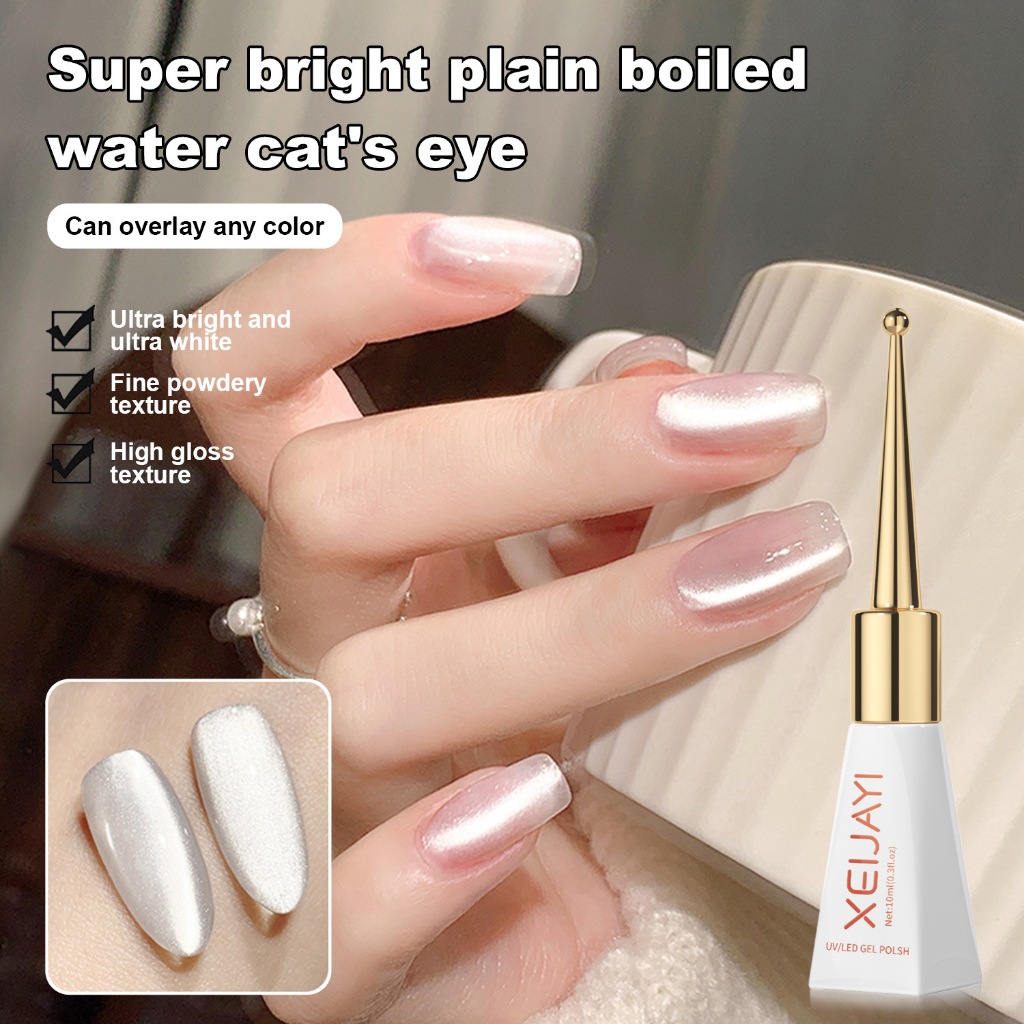 XEIJAYI 10ml - Sơn móng tay dạng gel mắt mèo trắng, độ bóng lâu trôi, thích hợp sử dụng hàng ngày.