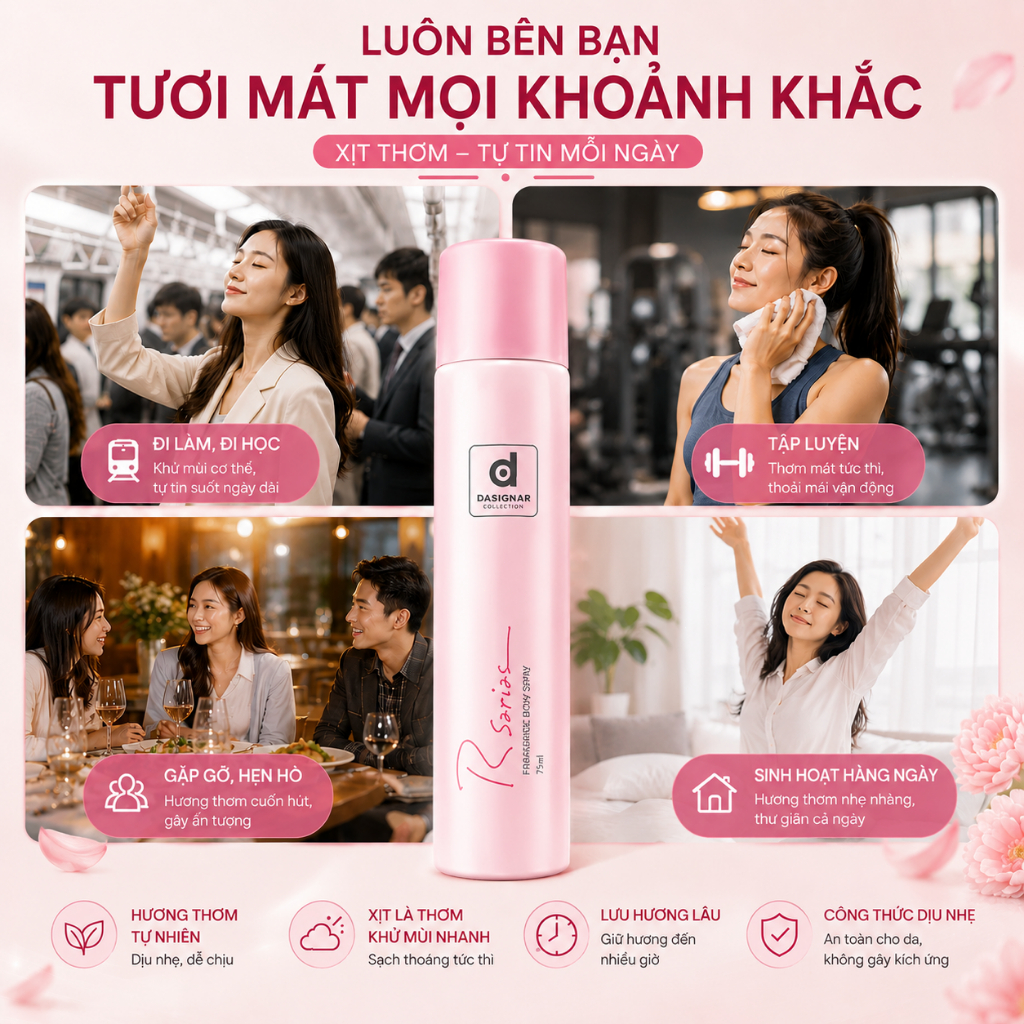 R Series-Xịt Khử Mùi Toàn Thân, Khử Mùi Cơ Thể, xịt ngăn mồ hôi nách, xịt thơm toàn thân cao cấp