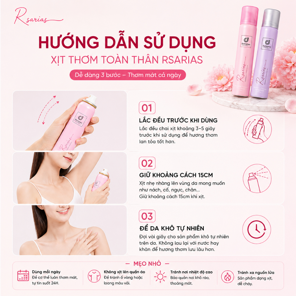 R Series-Xịt Khử Mùi Toàn Thân, Khử Mùi Cơ Thể, xịt ngăn mồ hôi nách, xịt thơm toàn thân cao cấp