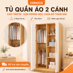 CONOCO Tủ quần áo 2 cánh 80cm ván dày có thanh treo gọn phòng ngủ nhỏ — ảnh 1