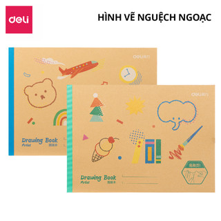 Sổ Vẽ Deli Khổ Lớn A4 - Vở Tập Tô Màu Bìa Kraft 20 Trang Giấy Trắng Cao Cấp Bảo Vệ Mắt