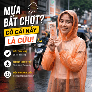 áo mưa trong suốt, áo mưa bỏ túi Nason nhỏ gọn, dễ dàng mang theo, mỏng nhẹ, chống thấm nước