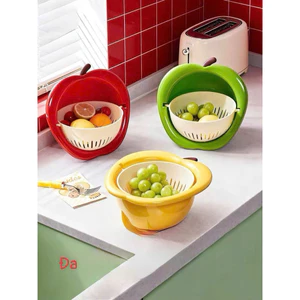 Chậu Rổ rửa quả táo 2 trong 1 nghiêng không đổ tiện lợi