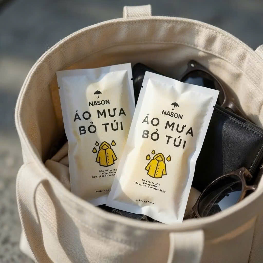 Combo 5 áo mưa trong suốt, áo mưa bỏ túi Nason nhỏ gọn, dễ dàng mang theo, mỏng nhẹ, chống thấm nước